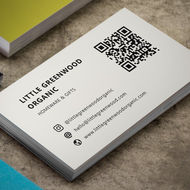 QR Code Business Card | Modern Minimalist Neutral (Add your website or social profile URL for a scannable QR code card with instant connectivity)