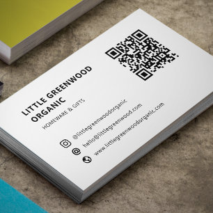 QR Code Business Card   Modern Minimalist White