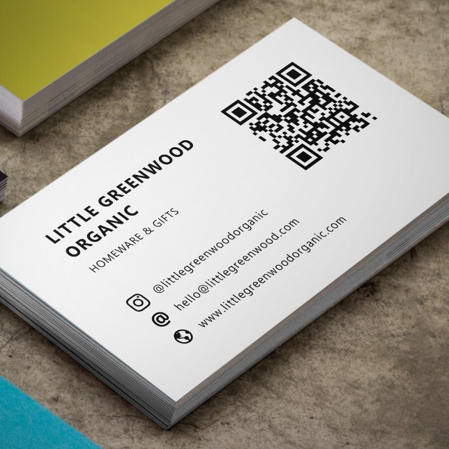QR Code Business Card | Modern Minimalist White (Add your website or social profile URL for a scannable QR code card with instant connectivity)
