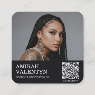 QR Code Business Card Social Media Photo Template