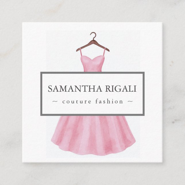 QR Code Business Card – Watercolor Dress (Front)