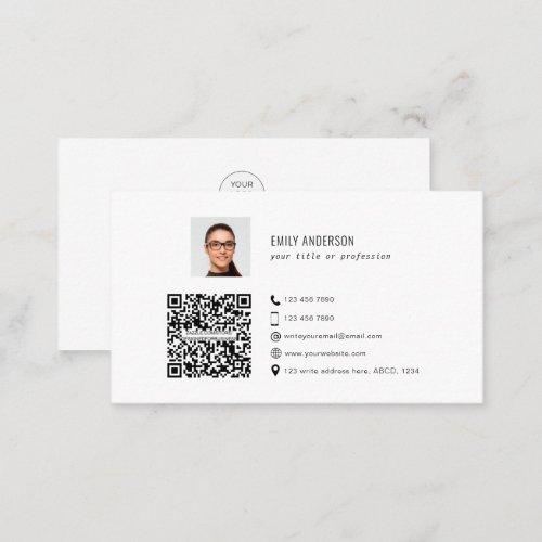 QR code Business card with photo simple corporate 