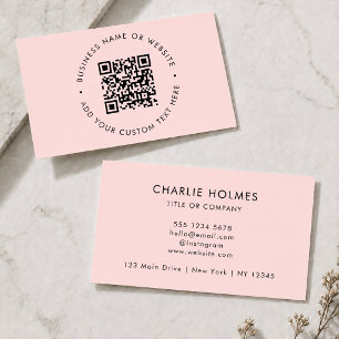QR Code Business Cards Blush Pink Scannable Card