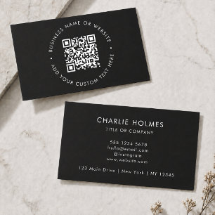 QR Code Business Cards   Custom Sleek Black Card