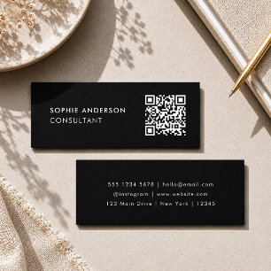 QR Code Business Cards Mini Black Contact Card