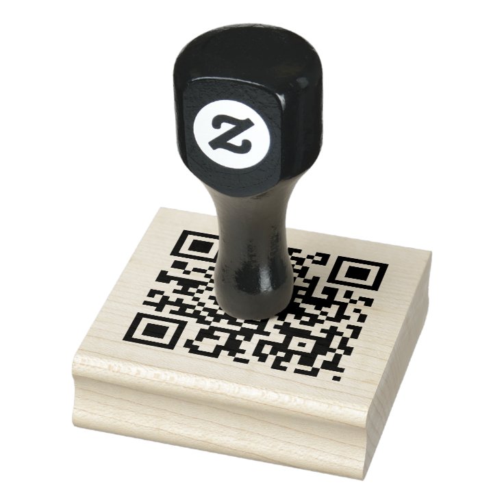 QR Code Business Corporate Minimalist Rubber Stamp | Zazzle