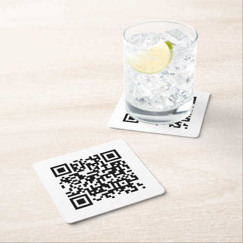 QR Code Business Corporate Minimalist White Square Paper Coaster