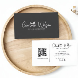 QR Code Business custom Black Modern Professional Card
