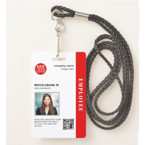 QR Code Business Employee Corporate Photo ID Badge