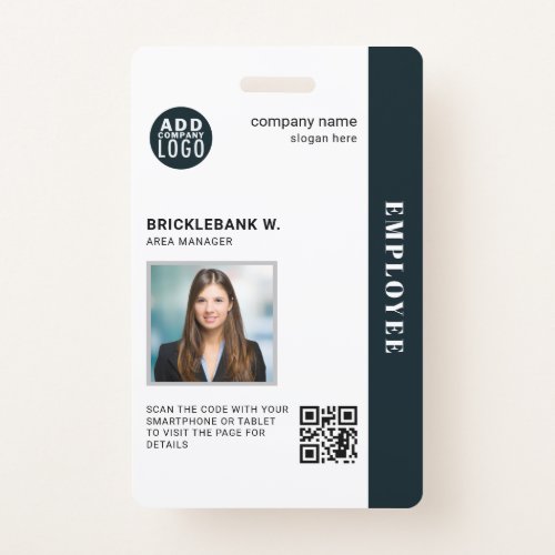 QR Code Business Employee Corporate Photo ID Badge
