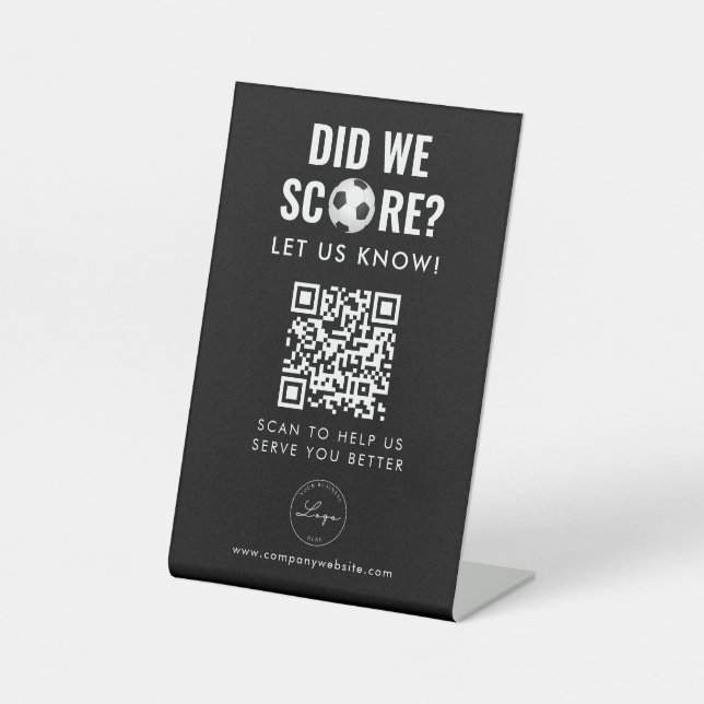 QR Code | Business Feedback Services Logo Black Pedestal Sign (Front)