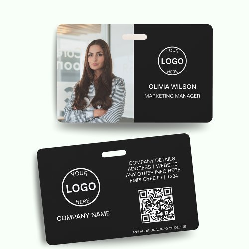 Qr Code Business ID Card Modern Photo Employee Bad Badge