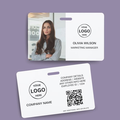 Qr Code Business ID Card Modern Photo Employee Bad Badge