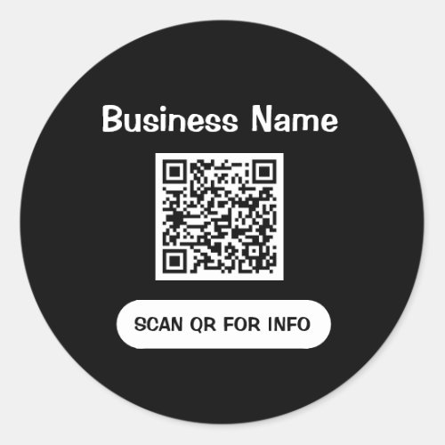 QR Code Business Inverted Black And White Elegant Classic Round Sticker
