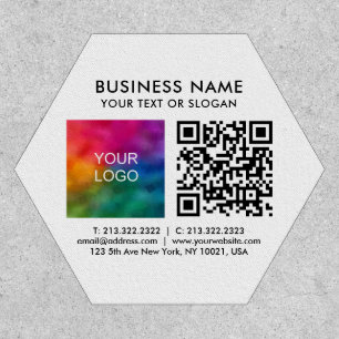 QR Code Business Logo Add Text Hexagon Template Patch