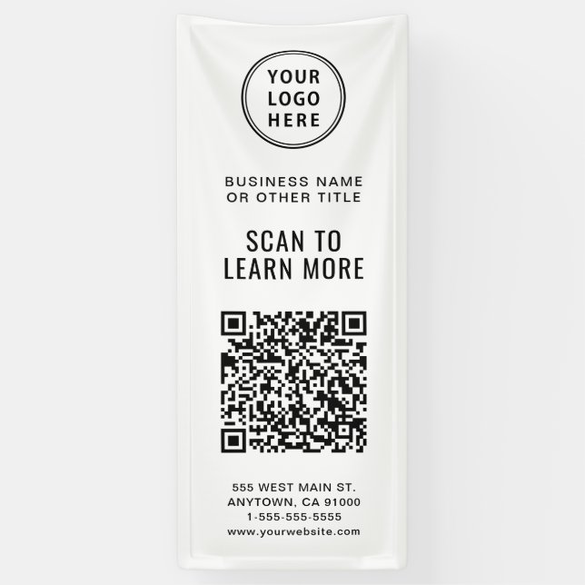 QR Code Business Logo Banner (Vertical)