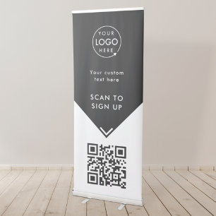 QR Code   Business Logo Black and White Retractable Banner