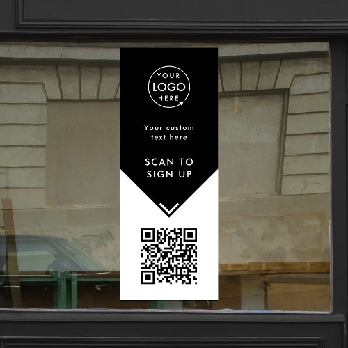 QR Code  Business Logo Black and White Window Cling