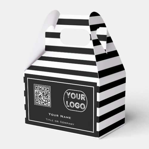 QR Code Business Logo Black Business Card Favor Boxes
