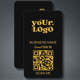 QR Code Business Logo   Black Gold Modern Business Card