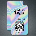 QR Code Business Logo | Black Holographic Modern Business Card<br><div class="desc">A simple custom Black Holographic Modern Business Card to be uniquely a smart Opportunity for you to ask your customers to visit your website or media . Add your details,  All text style,  colors,  Boost Your Business Online Presence.</div>