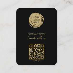 QR Code Business Logo Black Mighty Business Card