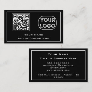 QR Code Business Logo Black Minimalist Business Ca Card