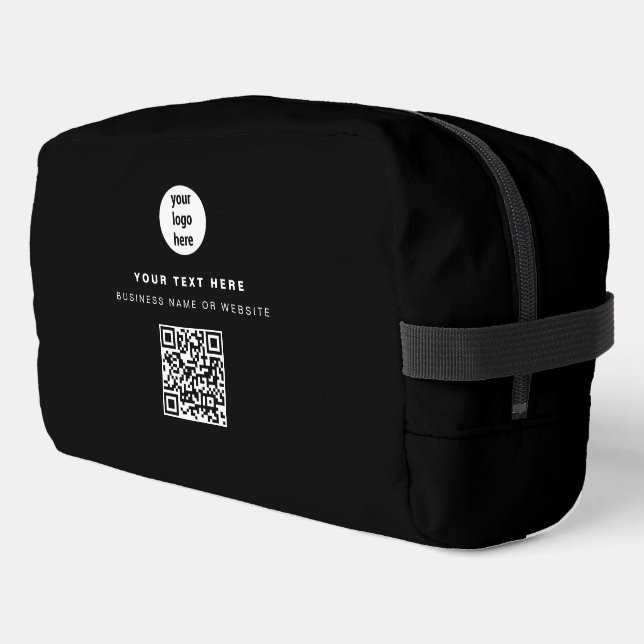 QR Code Business Logo Black Minimalist Business  Dopp Kit (Left Corner)