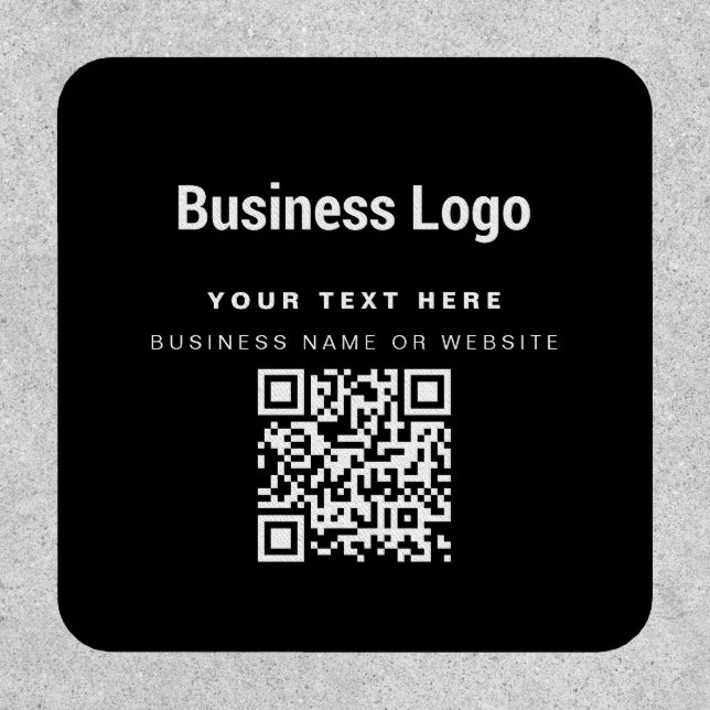 QR Code Business Logo Black Minimalist Business  Patch (Front)