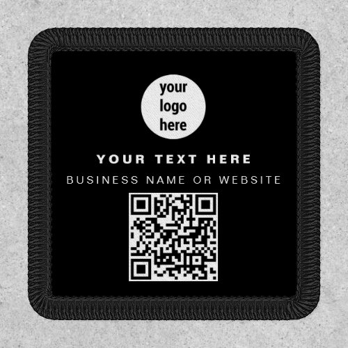 QR Code Business Logo Black Minimalist Business  Patch
