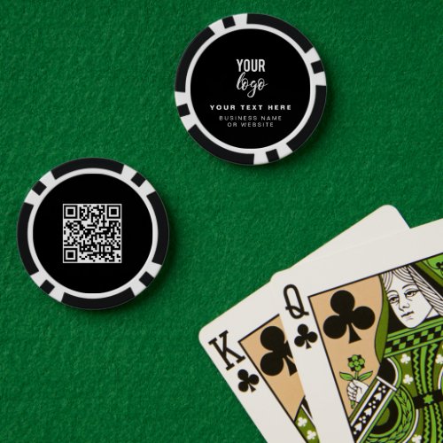 QR Code Business Logo Black Minimalist Business  Poker Chips