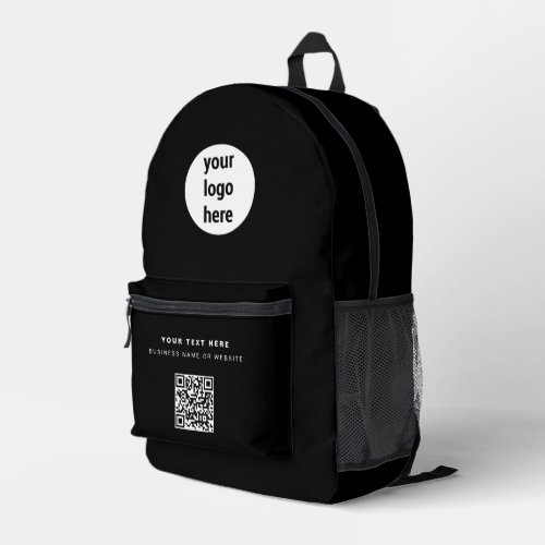 QR Code Business Logo Black Minimalist Business  Printed Backpack