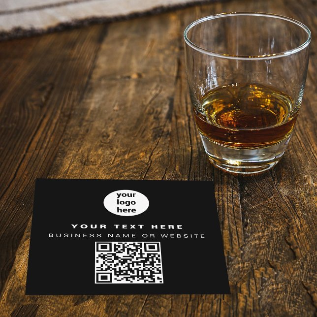 QR Code Business Logo Black Minimalist Business  Square Business Card (QR Code Business Logo Black Minimalist Business Square Business Card)