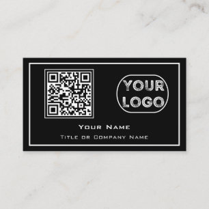 QR Code Business Logo Black Minimalist Card