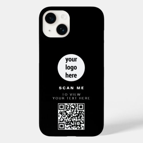 QR Code Business Logo Black Minimalist Corporate Case_Mate iPhone 14 Case