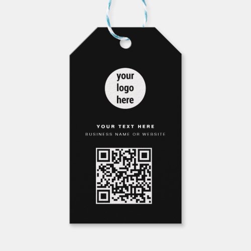 QR Code Business Logo Black Minimalist Corporate Gift Tags