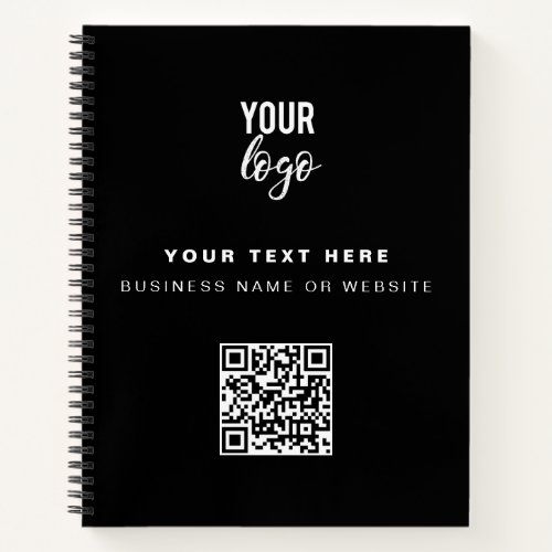 QR Code Business Logo Black Minimalist Corporate Notebook