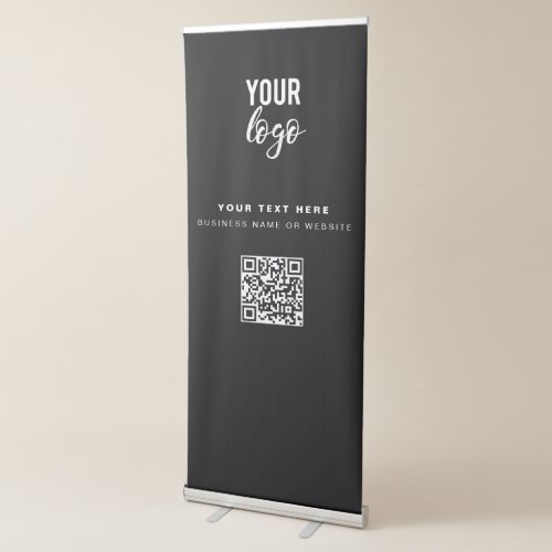 QR Code Business Logo Black Minimalist Corporate Retractable Banner