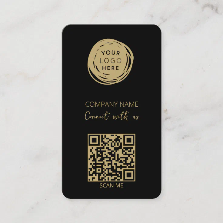 QR Code Business Logo Black Modern Business Card | Zazzle
