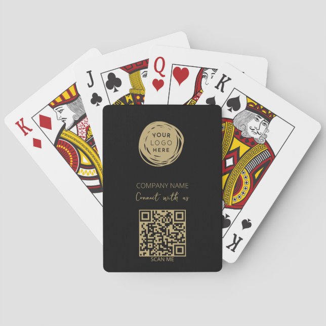 QR Code Business Logo Black Modern Poker Cards (Back)