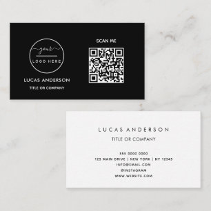 QR Code Business Logo Black Modern Professional Business Card