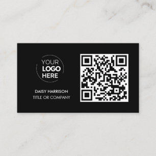 QR Code Business Logo Black Modern Professional Business Card