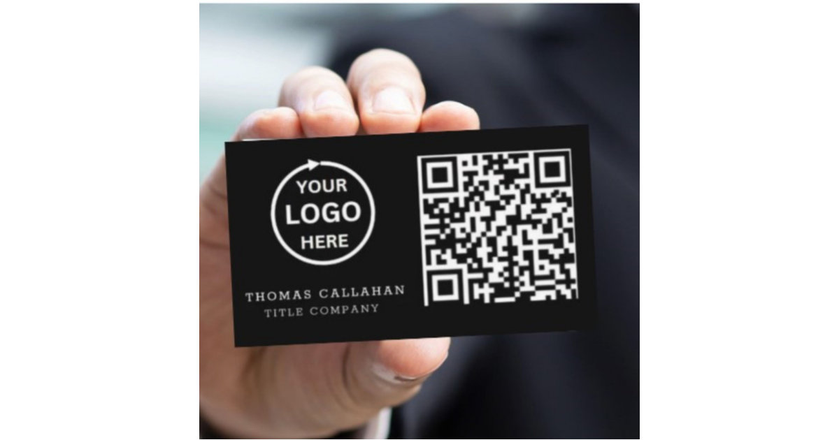 QR Code Business Logo Black Modern Professional Business Card | Zazzle