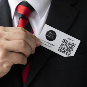 QR Code Business Logo   Black Modern Professional  Business Card