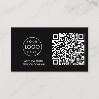 QR Code Business Logo | Black Modern Professional Business Card