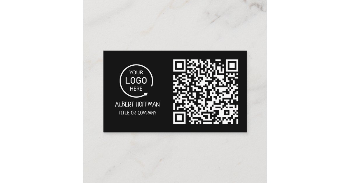 QR Code Business Logo | Black Modern Professional Calling Card | Zazzle