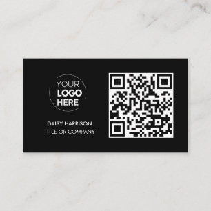 QR Code Business Logo   Black Modern Professional Card