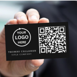 QR Code Business Logo Black Modern Professional  Card