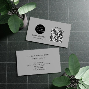 QR Code Business Logo Black Modern Professional Card