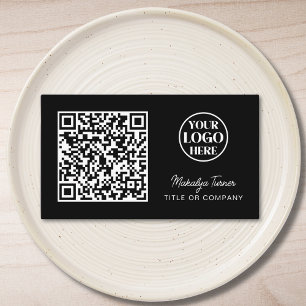 QR Code Business Logo Black Modern Professional Card